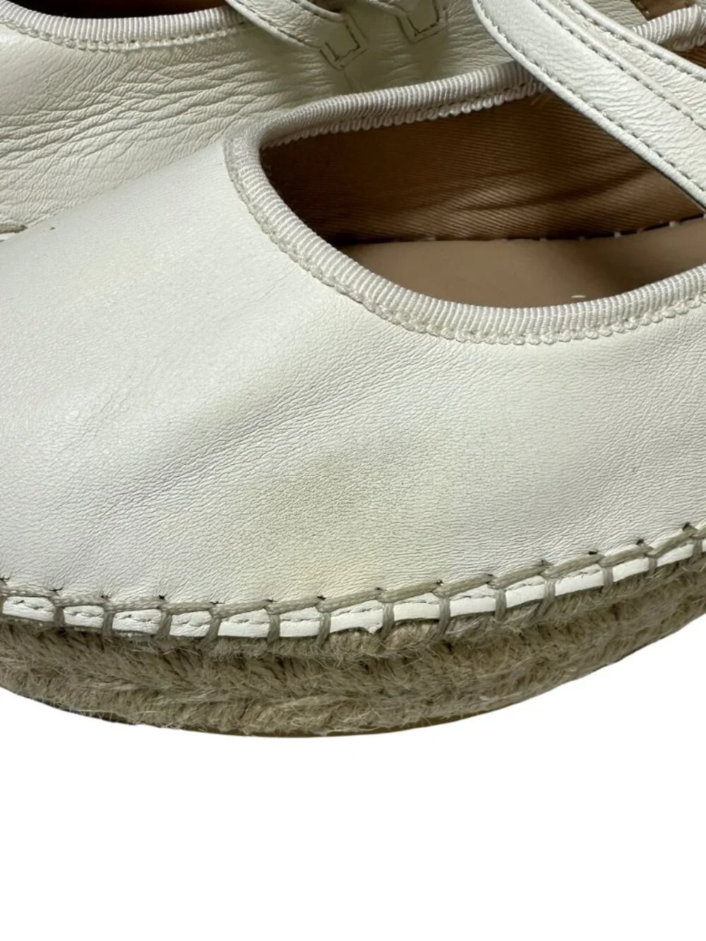 Steve Madden Brinn Mary Jane Espadrille Platform Flats White Leather Womens 9